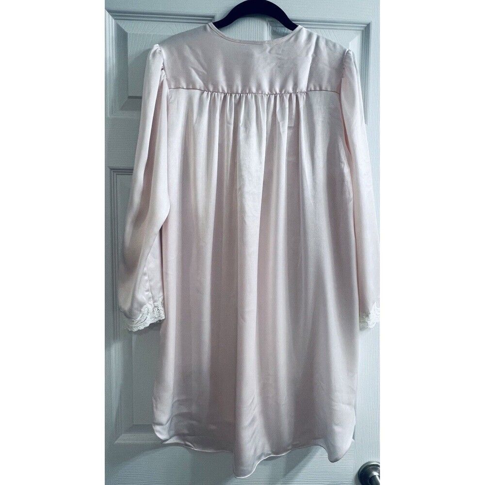 Natori Saks Fifth Ave Lt Pink Satin Lace Embroidered Nightgown Sz Small - Picture 2 of 12
